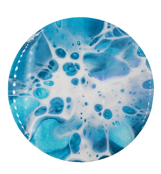 "Oceans Blue"- Set of 4 - Round Ceramic Coaster w/ Resin Finish