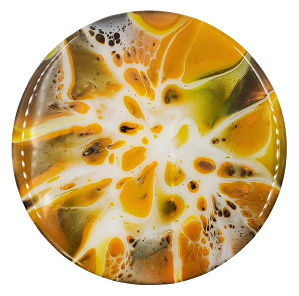 "Honeycomb" -Set of 4 - Round Ceramic Coaster w/ Resin Finish